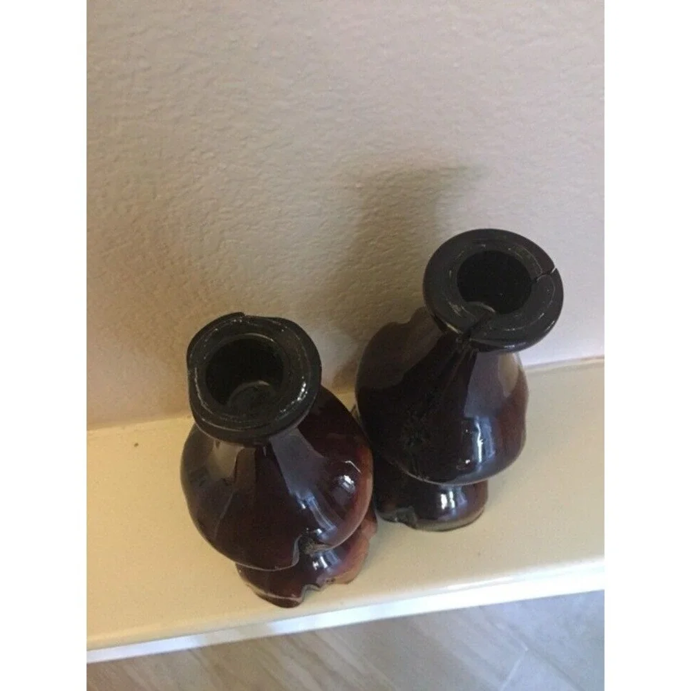 Pair Vtg Serenity Woods Turned‎ Manzanita Wood 8 In Candle Holders 2000 Signed